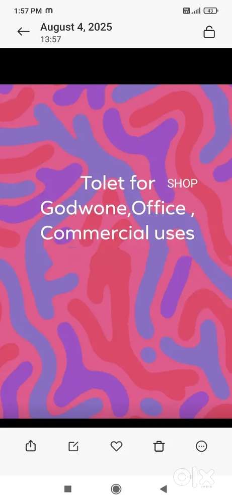 Tolet for godwone, office, commercial space and Shop