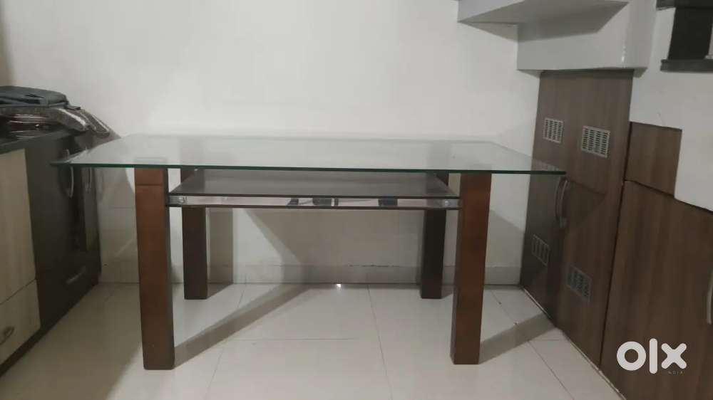 Stellar 6- seater glass top dining table (WITHOUT CHAIRS)