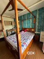 Poster queen bed with storage and 2 side tables