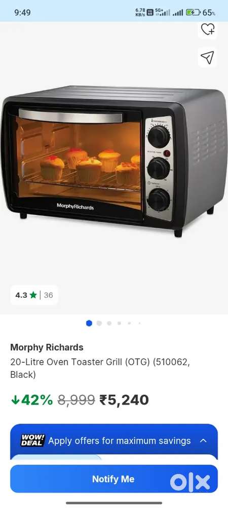 Morphy Richards 20 Litre Oven toaster Grill