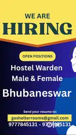 Hostel Warden (Male & Female) – Bhubaneswar