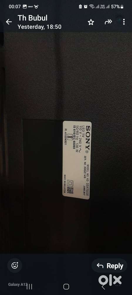 55 inch SONY BRAVIA SMART LCD TV RARELY USED