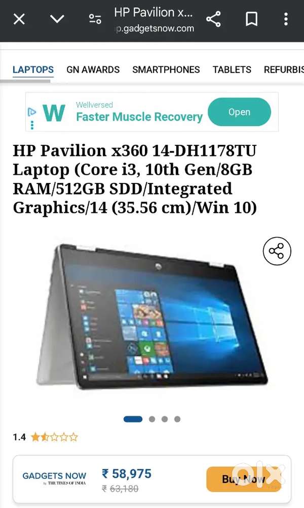 Laptop tochscreen Hp pavillion x360