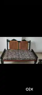 Wooden sofa set, and LG refrigerator