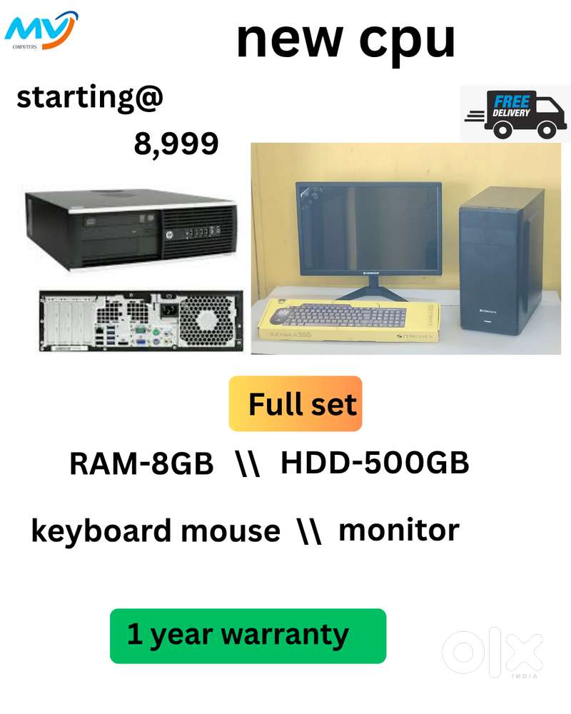 Full Set @ Low Price  CPU - Branded Intel  Ram - 8GB DDR3  Hard Disk -