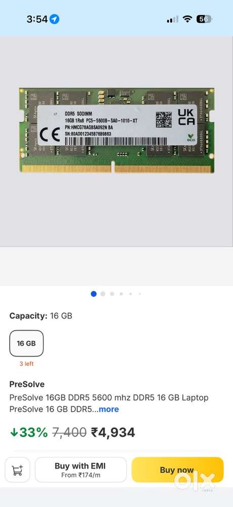 LAPTOP RAM 16GB DDR5 in 3 Years Warranty