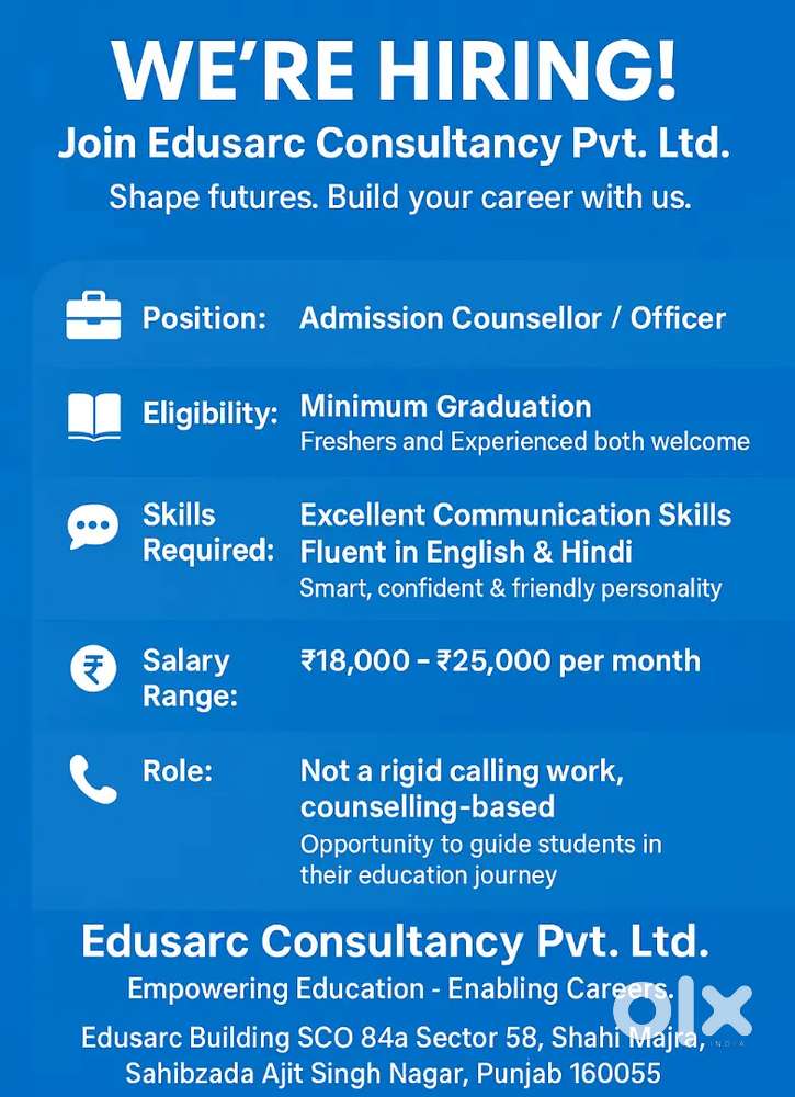 Need graduates students as a Admission Counsellor