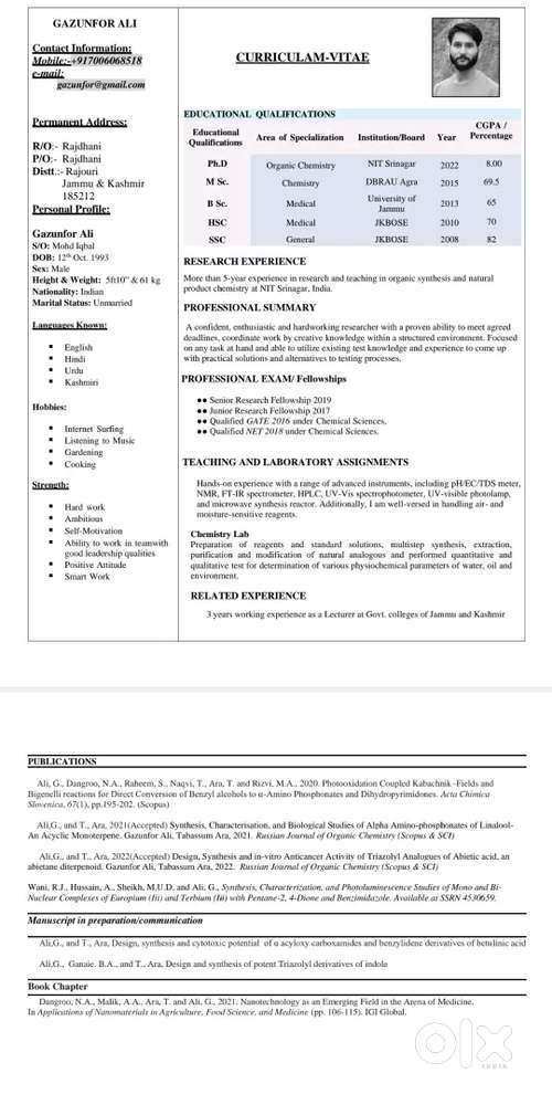 Chemistry Teacher/Lecturrer