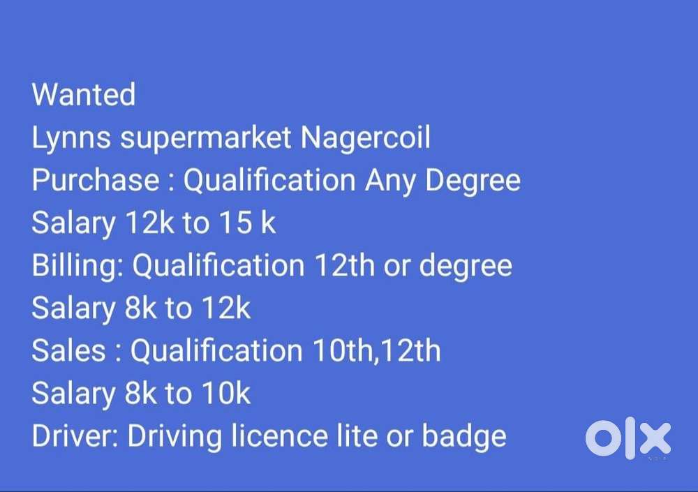 vaccancy for billing,purchase,sales