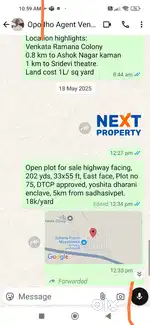 Open plot for sale highway facing,sadhasiv pet,East face