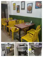 Hotel setup Table Chairs, Stool, Burner, Fans (new like Condition)
