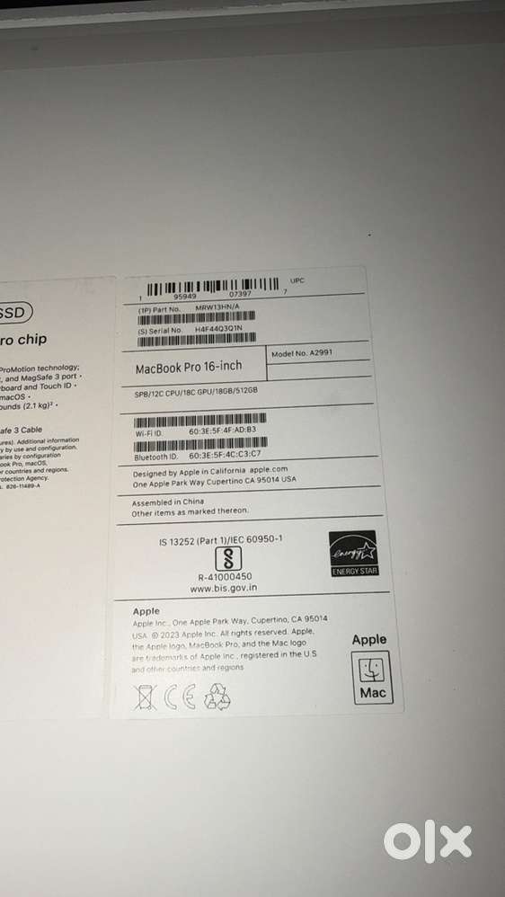 MacBook Pro M3 Pro 16 inch 512GB