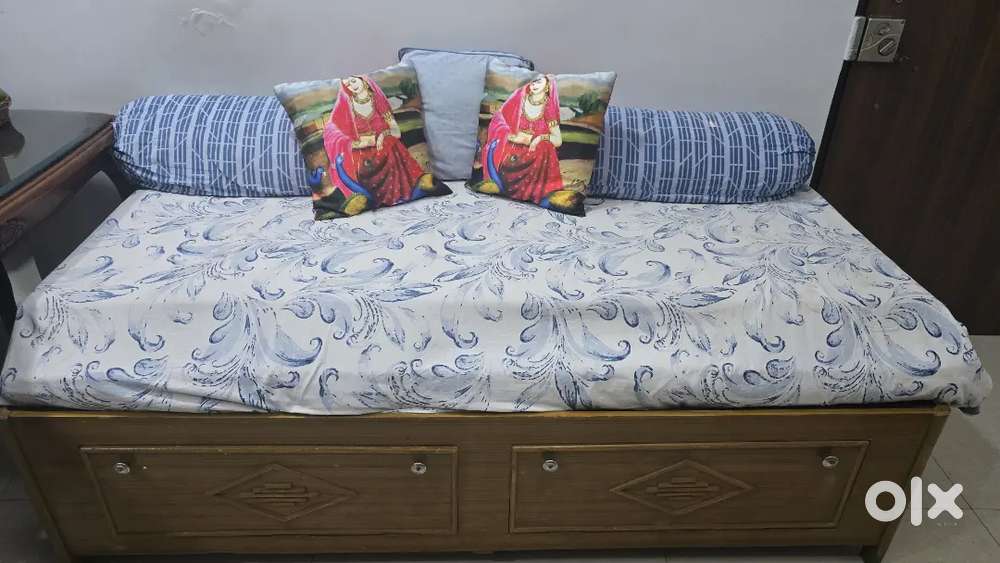 Storage Diwan set (wooden not compressed)with Matress
