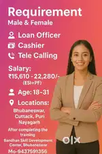 Loan Officer, Cashiers,Data Entry,Telly Calling