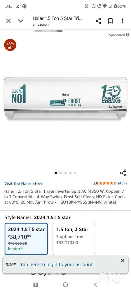 New box pack haier 1.5 ton ac for sell
