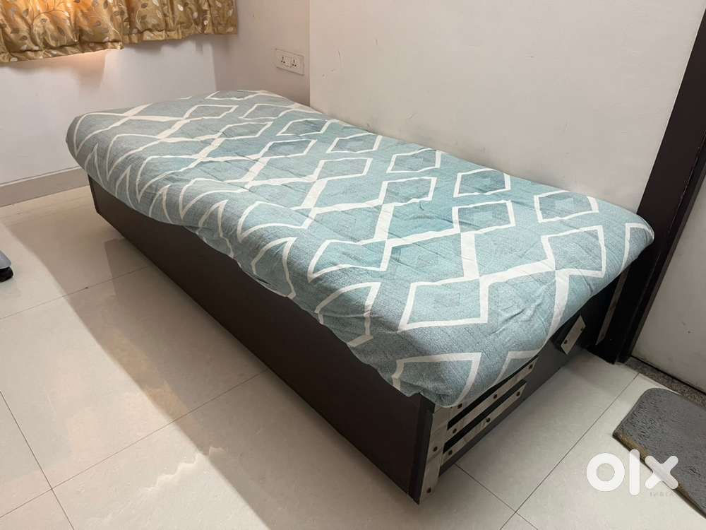 Wooden Single Bed with Foam Mattress