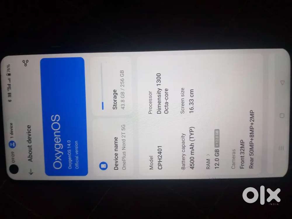 My one plus Nord 2T 5g 12+4 gb ram 256 sale
