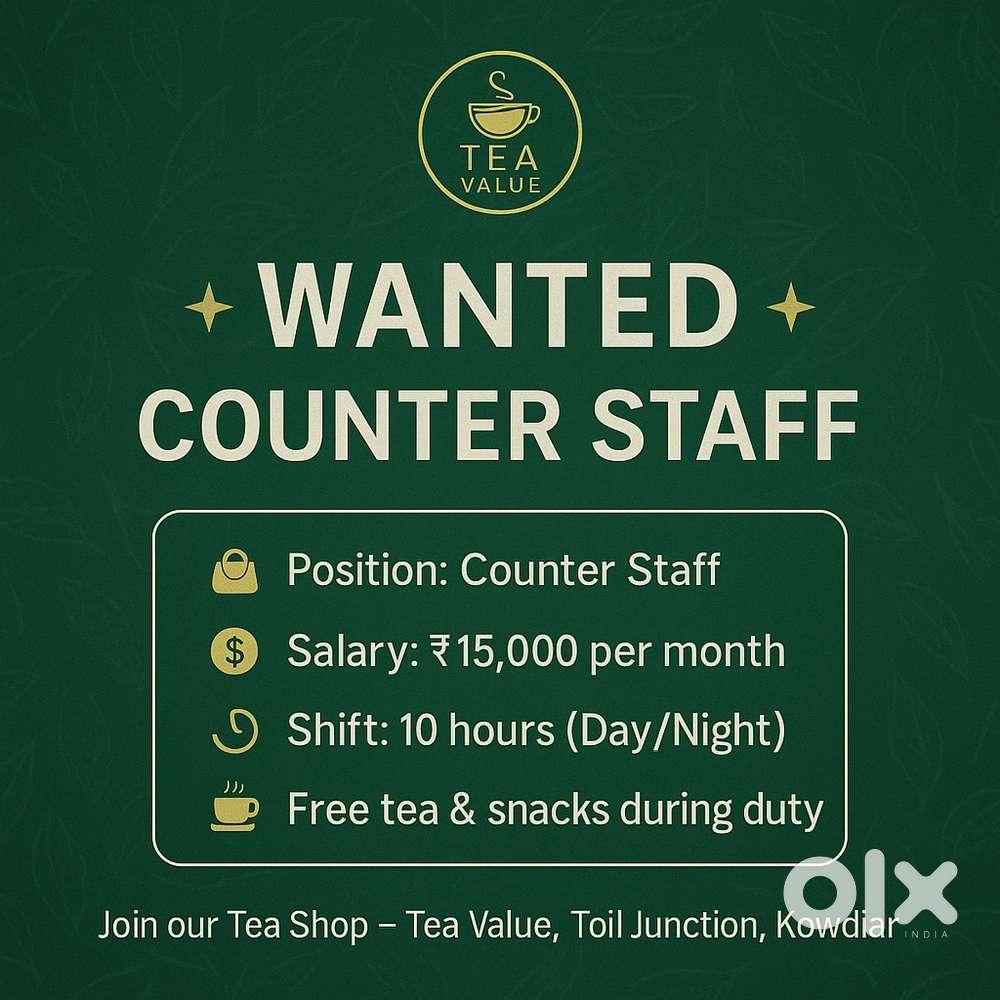 We’re Hiring - counter staff