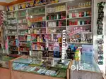 Racks,counter and products for sale.