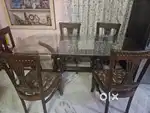 Dining table (glass) with 5 chairs