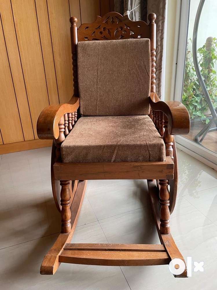 Teak Wood Rocking Chair - Natural Polish