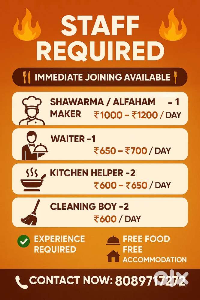 RESTAURANT STAFF WANTED