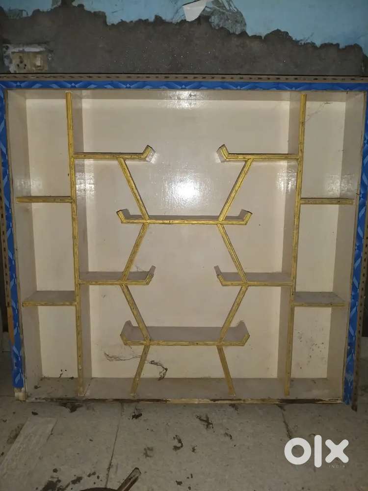 Wooden showcase + marble table with frame