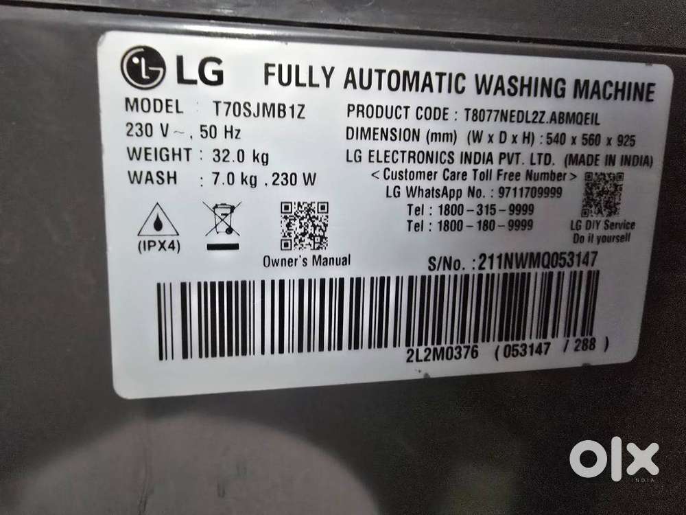 LG FULL AUTOMATIC 5 STAR 7 KG