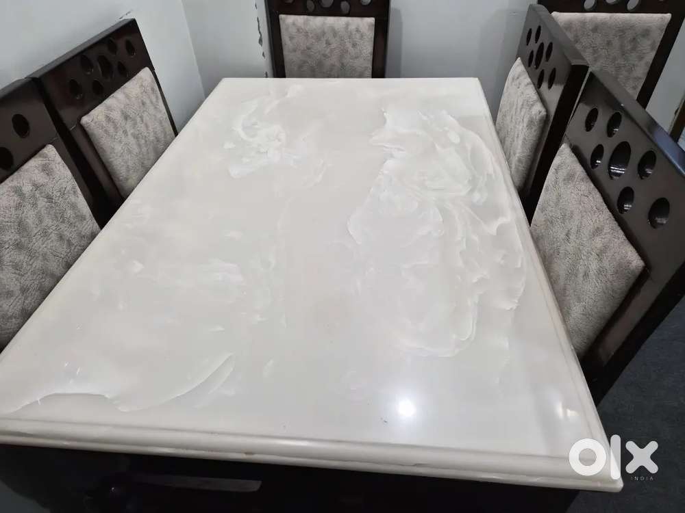 Marble Dining Table with set of 6 chairs( In a very good Condition)