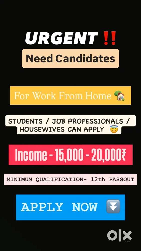 Part time job - Work From Home - 10th pass apply
