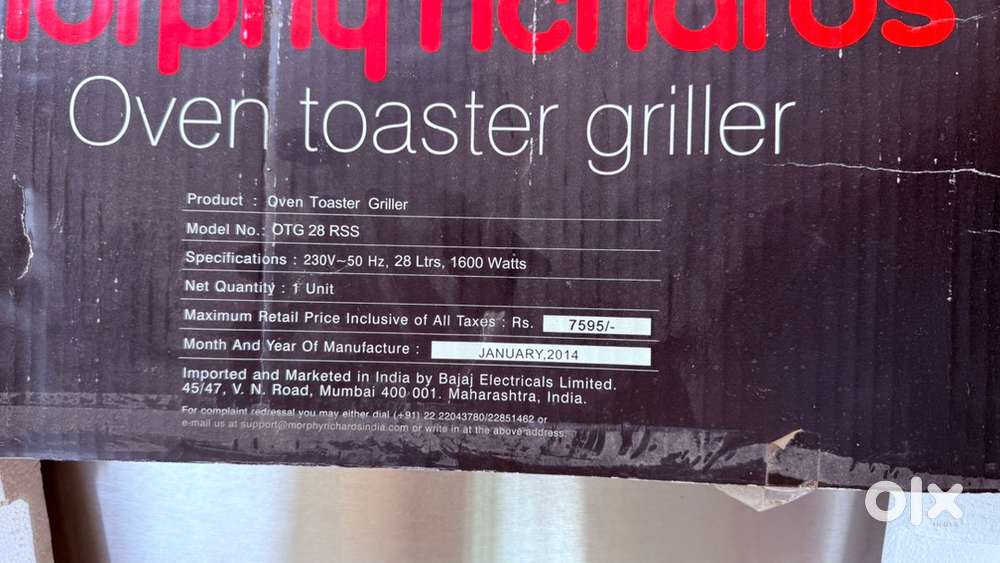 New unused: Oven toaster griller