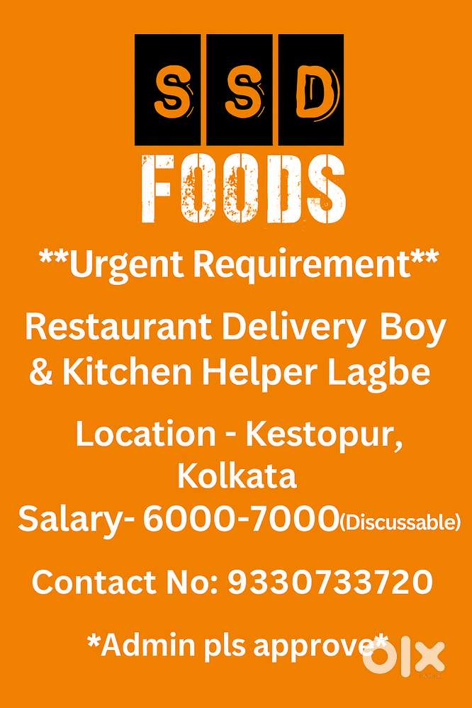 Restaurant Delivery Boy & Kitchen Helper Needed