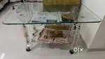 Centre Table with Glass Top and Wheels