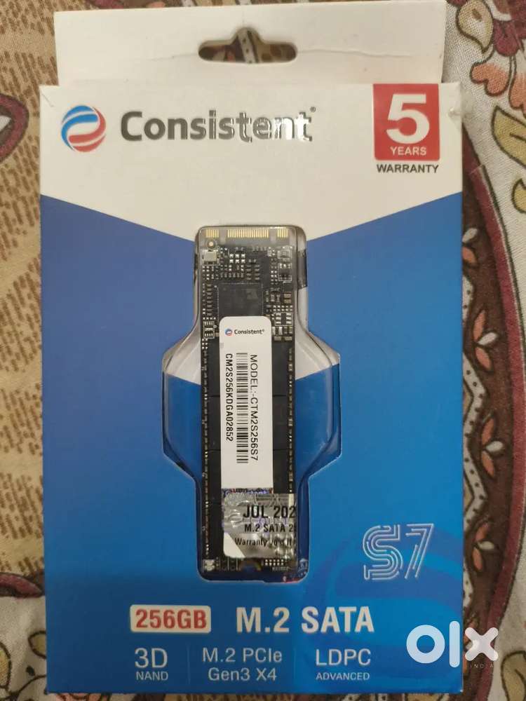 Consistent 256GB M.2 SATA 2280, with 520MB/s Read Speed, PCIe Gen 3.0