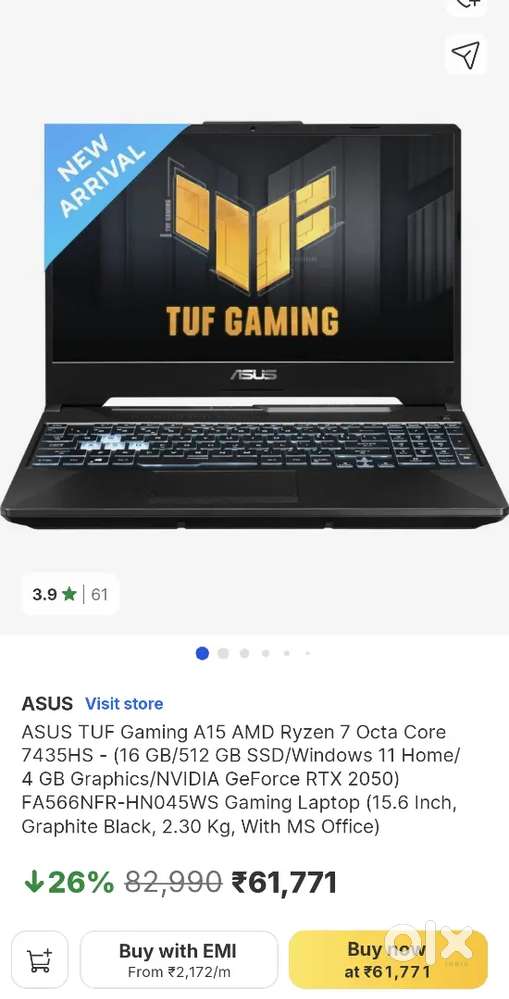 New 5 day old  ASUS TUF Gaming A15 AMD Ryzen 7 Octa Core 7435HS