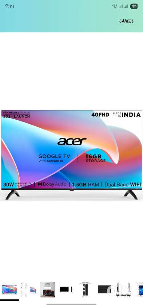 Acer google Tv only 4 month old 1.5 GB RAM and 16 GB Storage