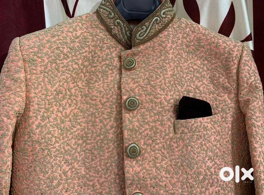 Hand-embroidered sherwani from Delhi, worn only once