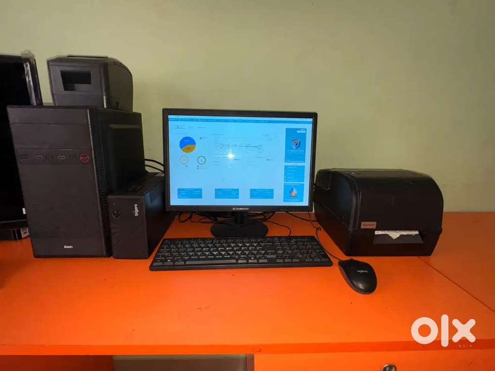 Full Shop Computer Setup – Billing Printer, Barcode & POS Ready