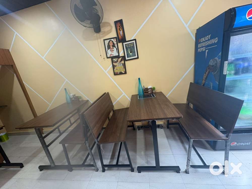 Hotel table and bench set.