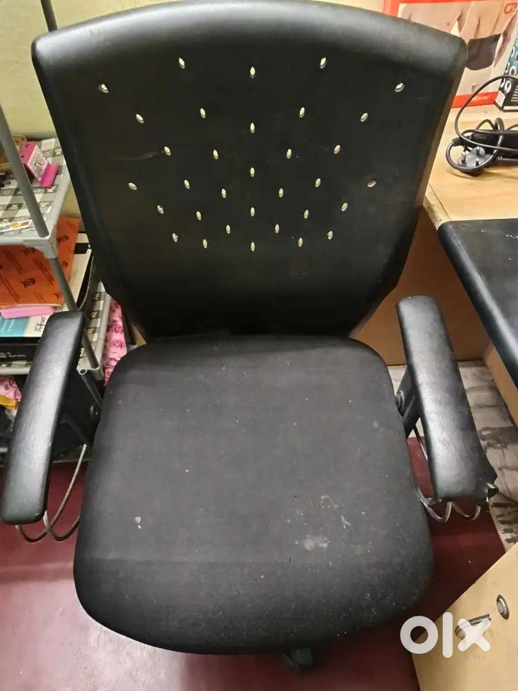 Computer table, rolling chair, wood buearu, wood table