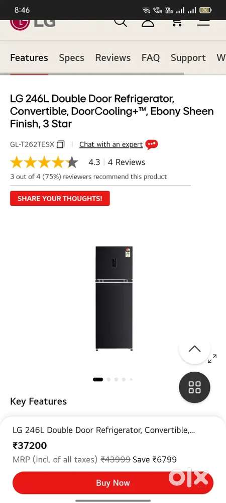 LG fridge tinq with wif