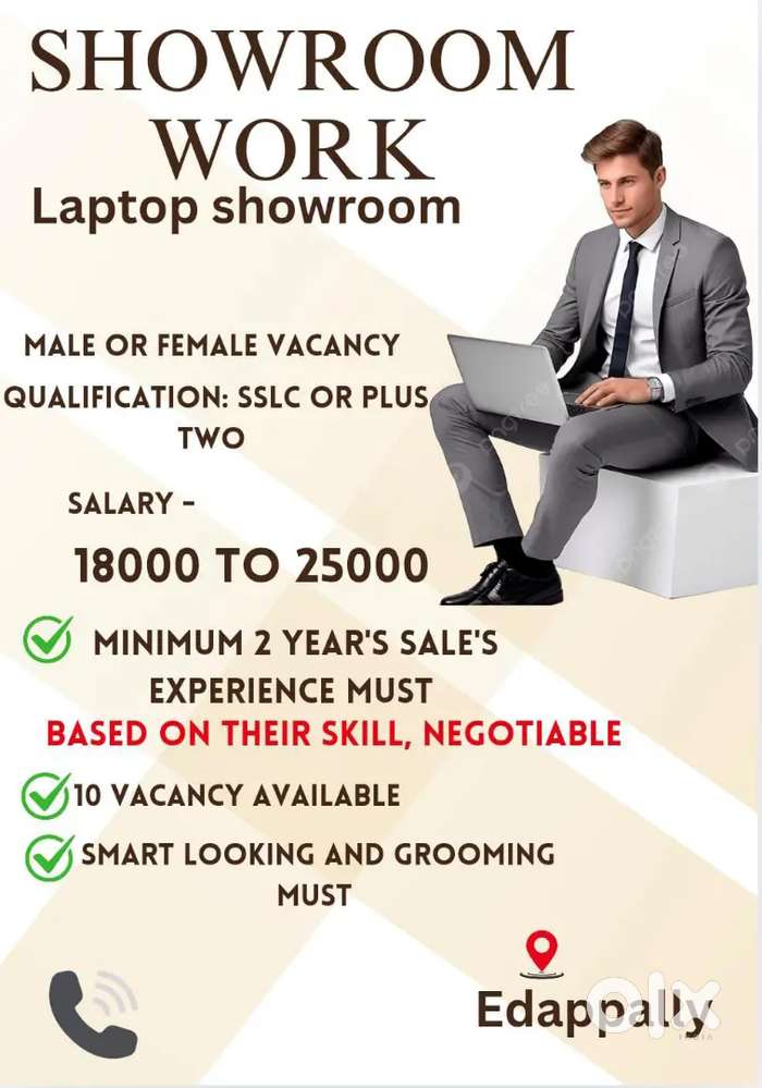 SHOWROOM WORK VACANCY