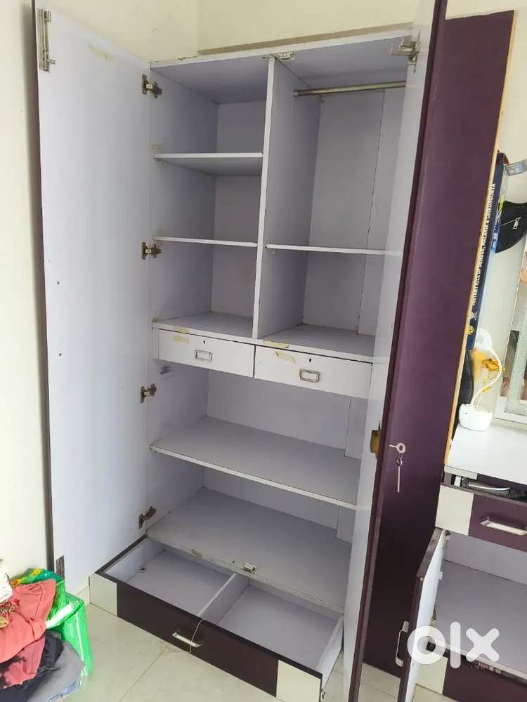 Wardrobe, side table, storage cabinets