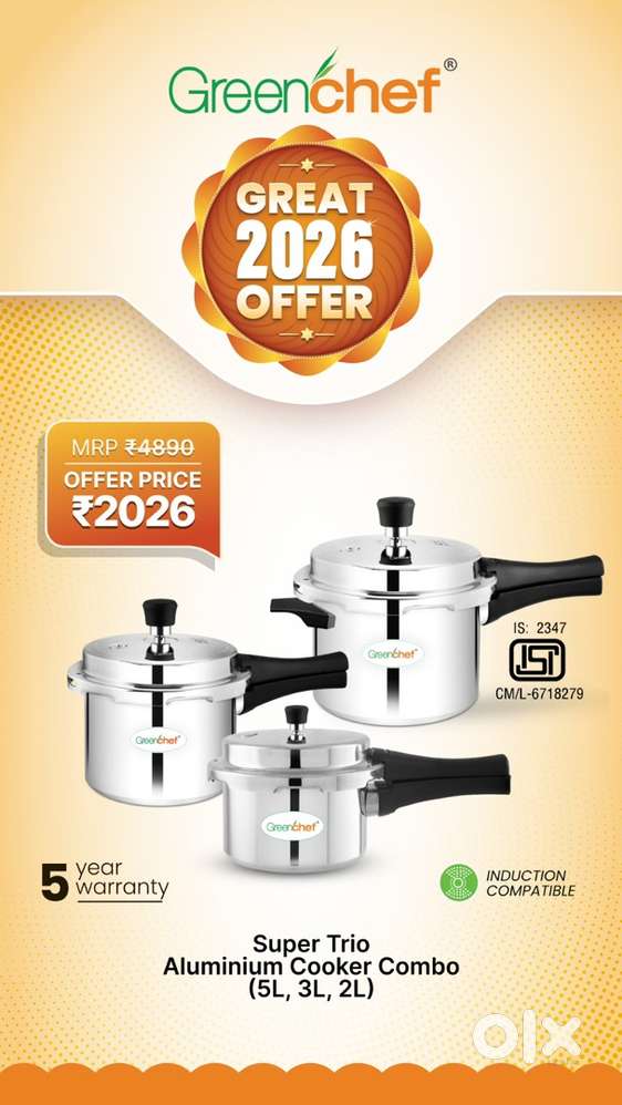 Induction SuitableBrand New Greenchef Super Trio 5L+3L+2L Cooker Combo