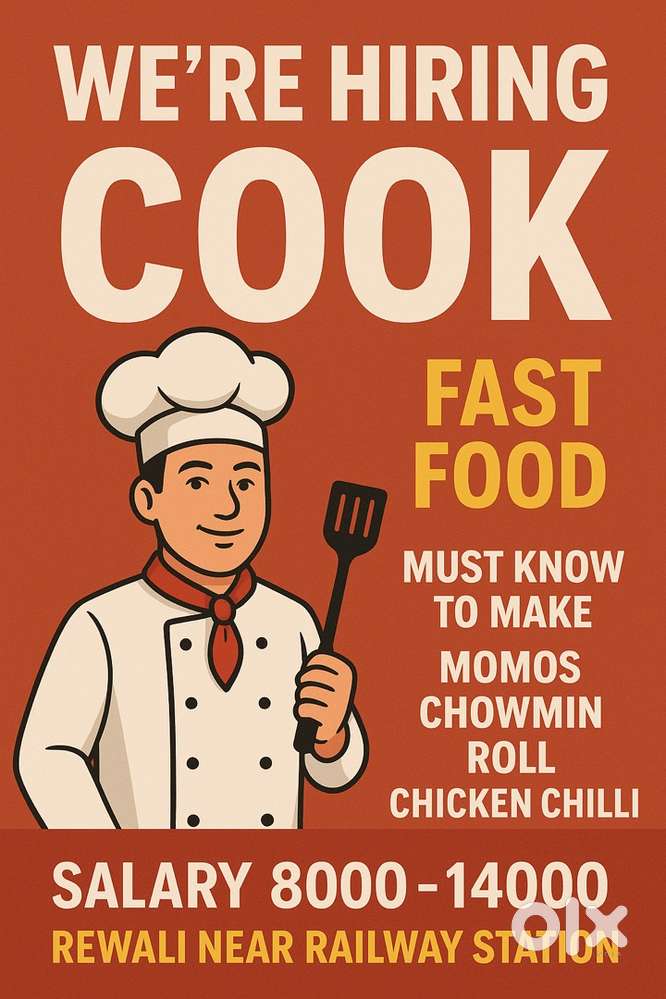 Need cook for fast food shop