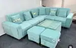 Simple low profile l shape sofa with clean lines and minimal ornamenta