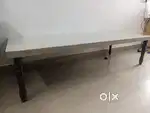 Steel cot with wooden legs