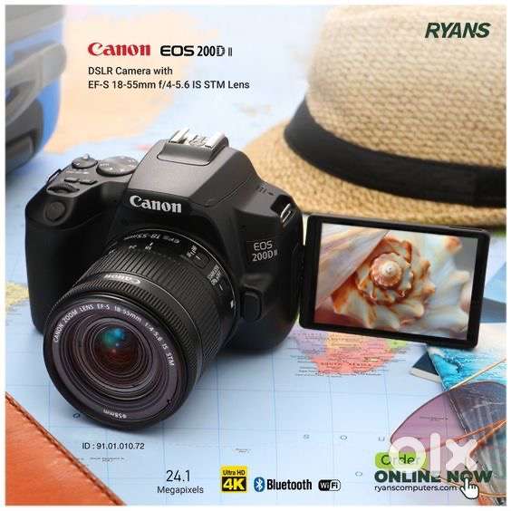 Canon 200d m2 for rentonly Flash,trigger,softbox,tripod rent avalaible