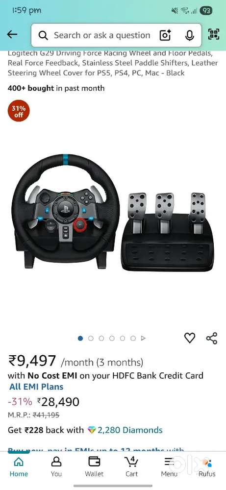 Logitech g29 gaming steering wheel under warranty.