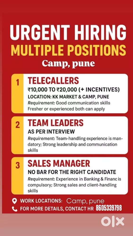 Urgent hiring multiple positions